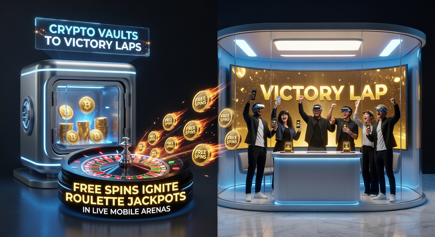 Live-Mobile-Roulette-Arena mit Free-Spin-Animationen, Jackpot-Zähler und Krypto-Vault-Symbolik auf einem Smartphone-Bildschirm