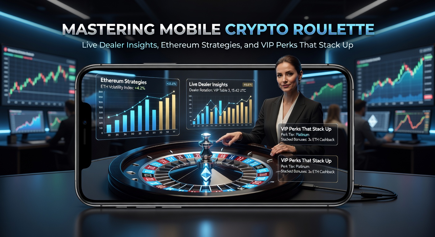 Smartphone mit Live-Roulette-Tisch und Ethereum-Logo im Vordergrund, das mobile Crypto-Roulette in Aktion zeigt