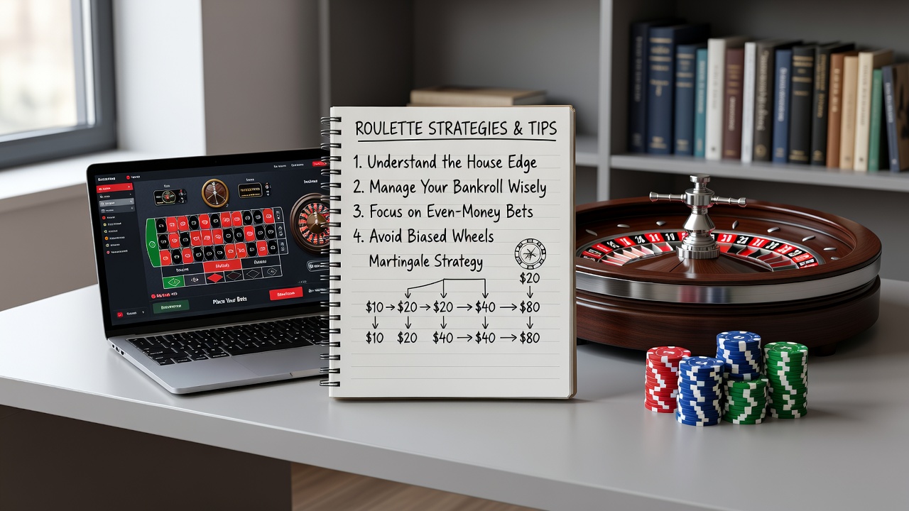 Detailansicht eines Roulette-Tisches mit Jetons und Spielverlauf